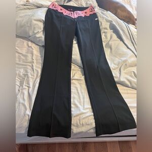 Vintage Black and pink flair y2k super low waisted pants size 38 euro
